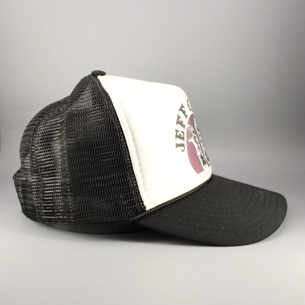 VINTAGE Jeff Crosby Hat‎ Cap Foam Snapback Trucker Black White Country Rock